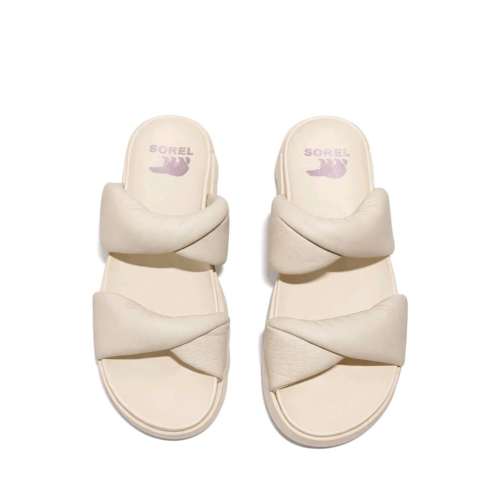 Sorel Vibe Twist Slide Sandals Womens 11 Honey White Platform Comfort Slides New